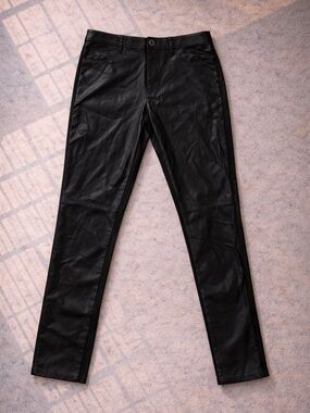 Banana Republic Faux Leather Low Rise Skinny Pants Black Stretch Glam Y2K
